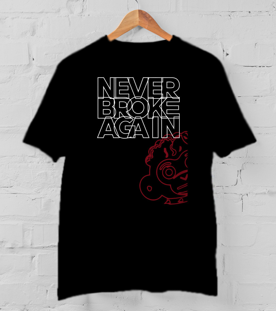 Never Broke Again Overlap Cartoon T-Shirt