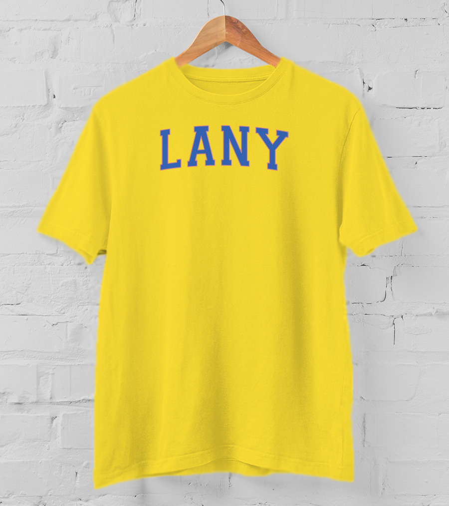 Lany Blue Lettering On Yellow Varsity Crewneck T-Shirt