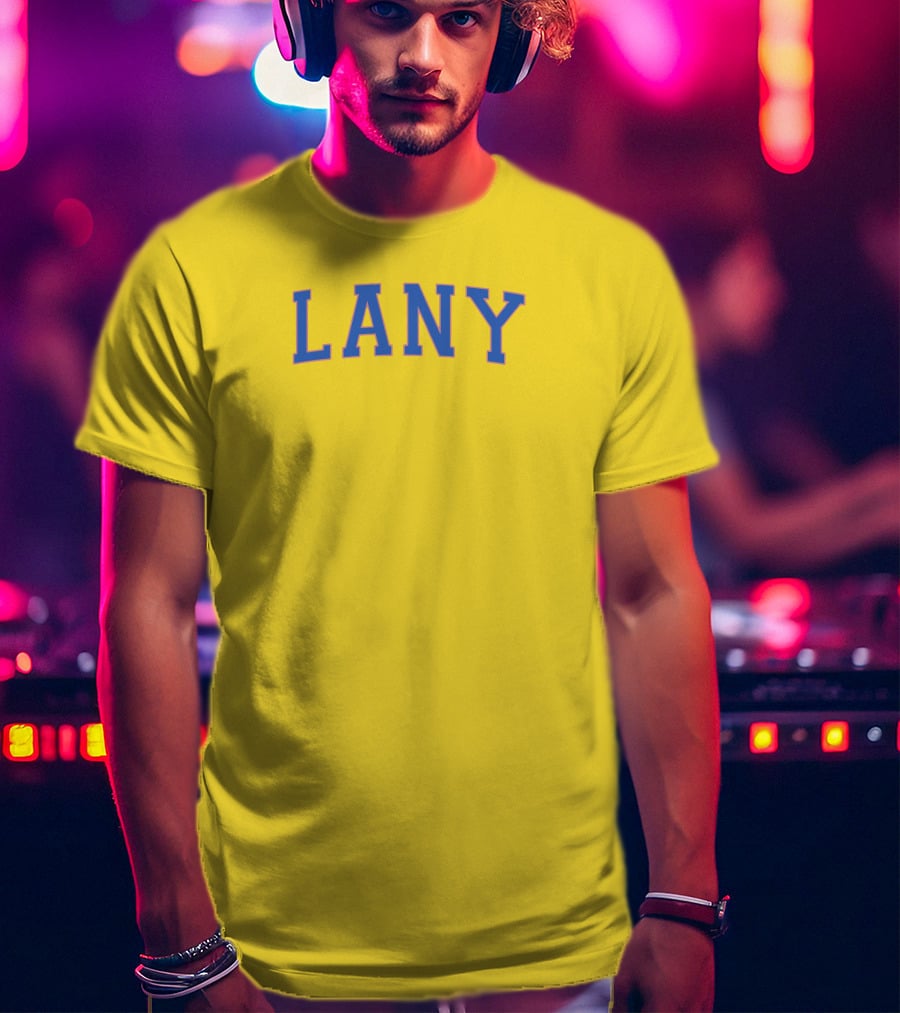 Lany Blue Lettering On Yellow Varsity Crewneck T-Shirt