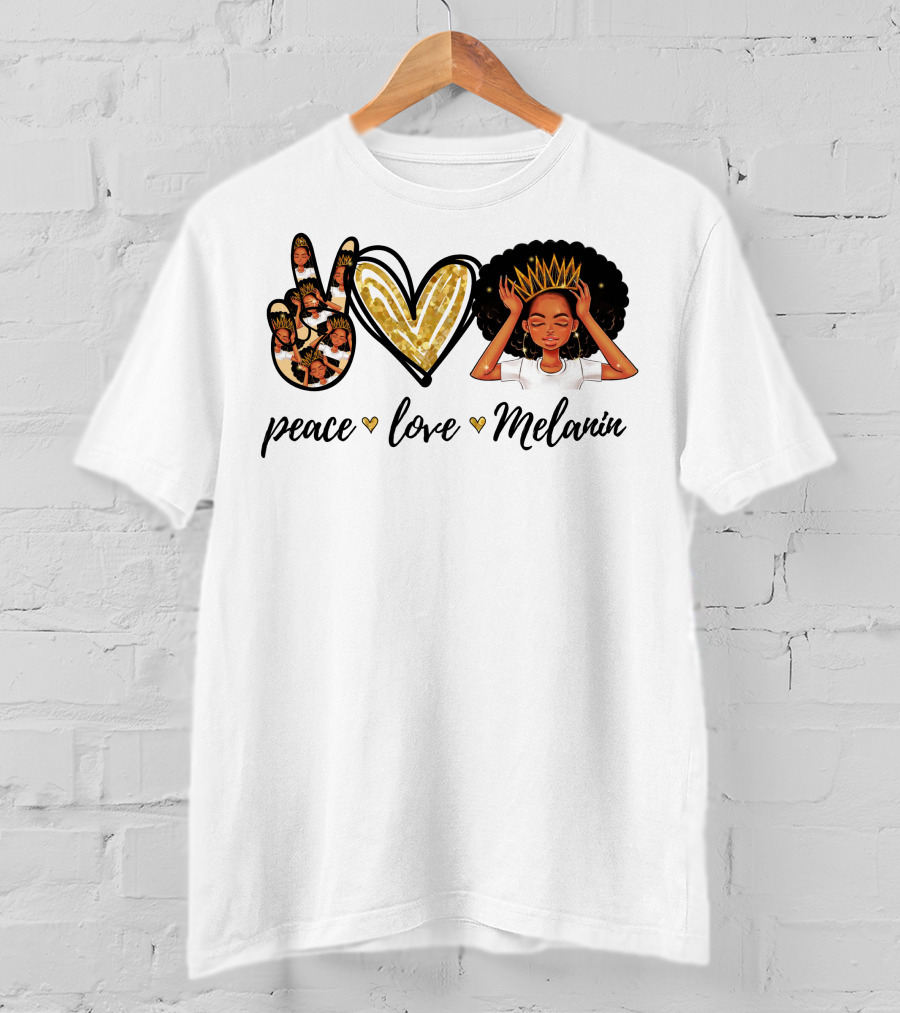 Peace Love Melanin Black Lives Matter Human Rights Equality Empowerment Icons T-Shirt