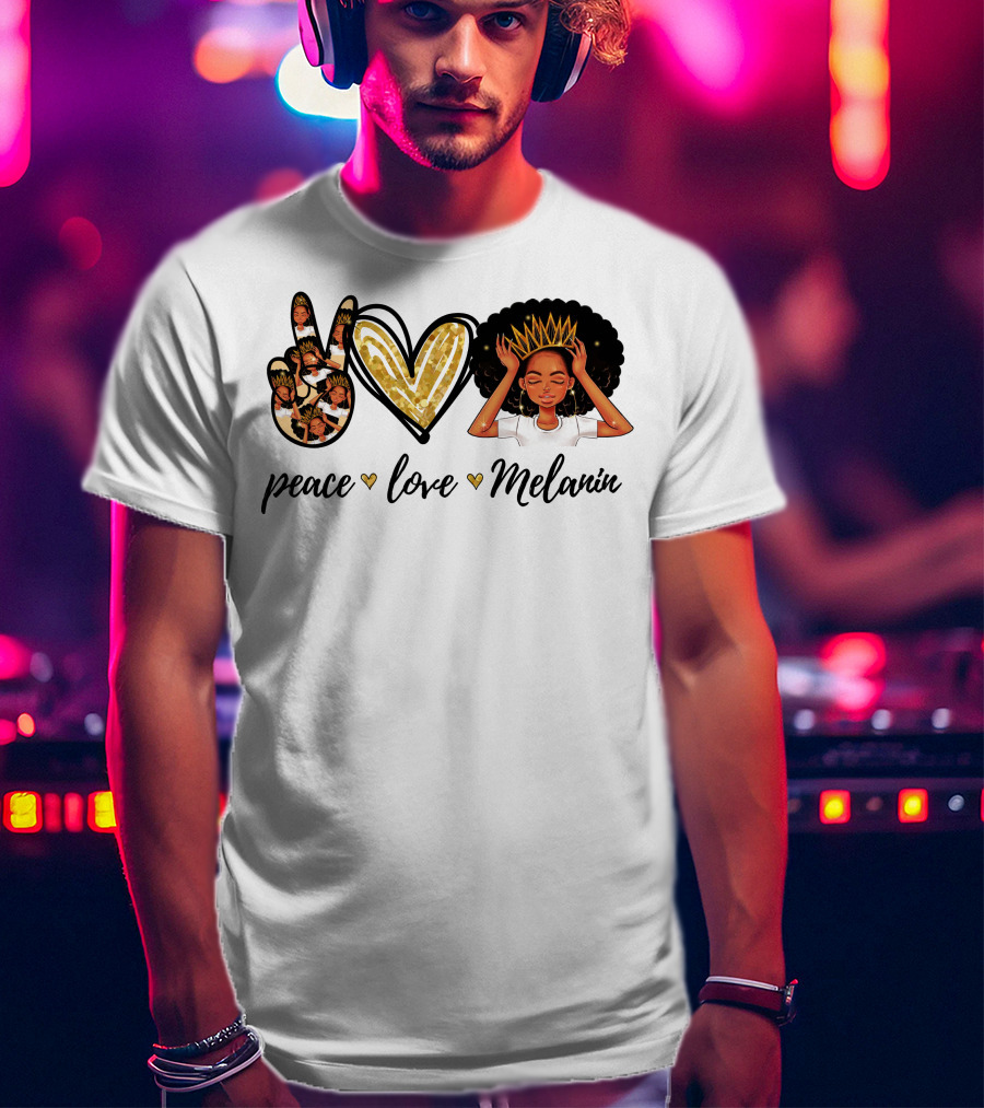 Peace Love Melanin Black Lives Matter Human Rights Equality Empowerment Icons T-Shirt