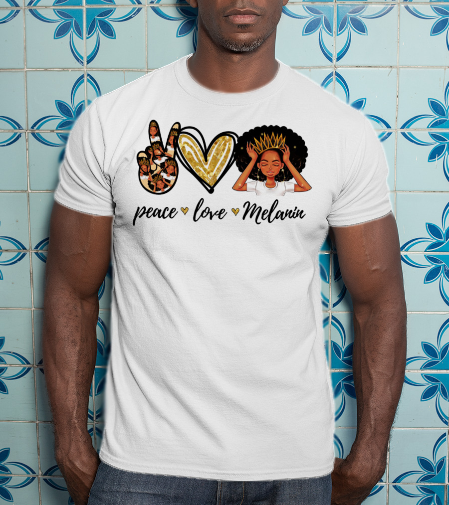 Peace Love Melanin Black Lives Matter Human Rights Equality Empowerment Icons T-Shirt