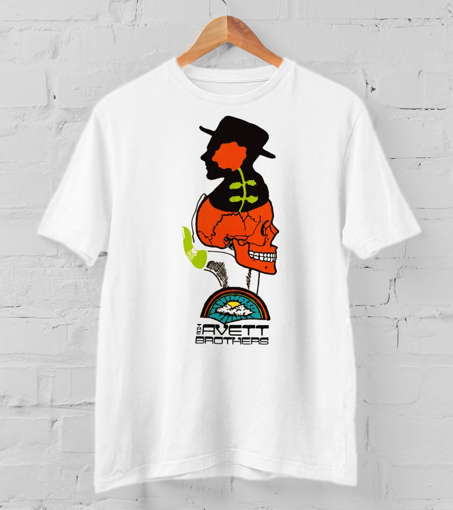 Avett Brothers Merch Skull Flower Hat Sunburst T-Shirt