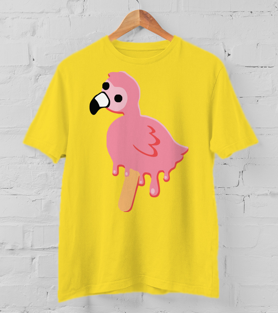 Mrflimflam Flamingo Popsicle Design Yellow Background T-Shirt