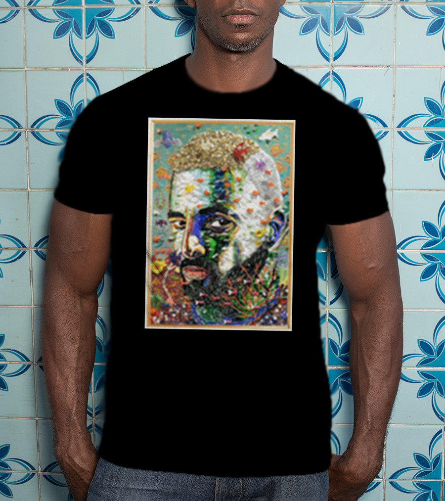 Maluma Merch Colorful Portrait With Nature And Butterfly Elements T-Shirt