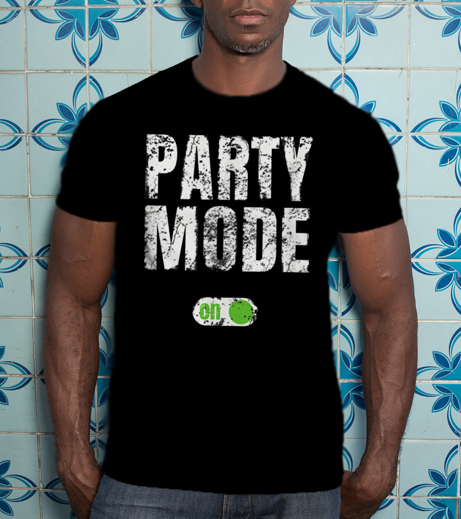 Party Mode On Off Sequin Switch Green Button T-Shirt