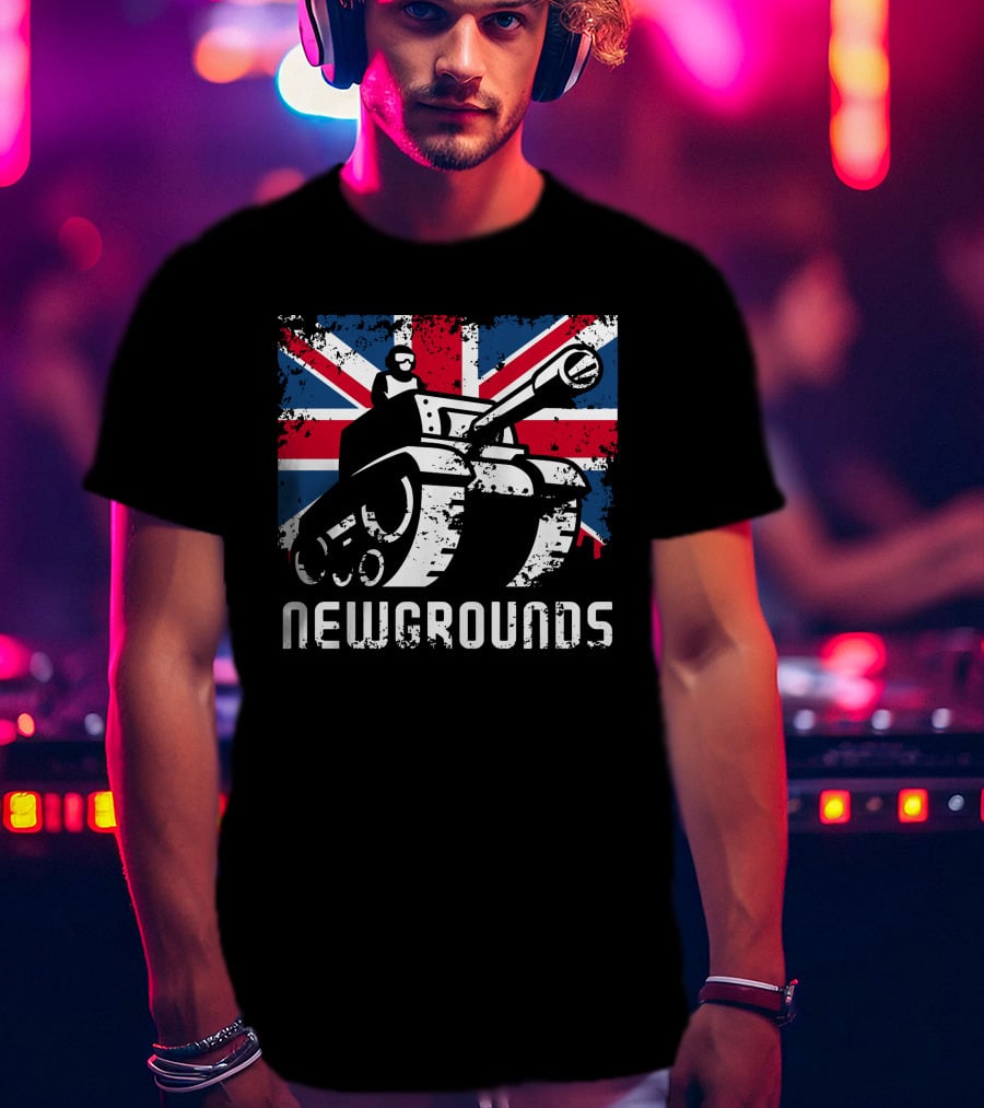 Newgrounds Tank Over Union Jack UK T-Shirt