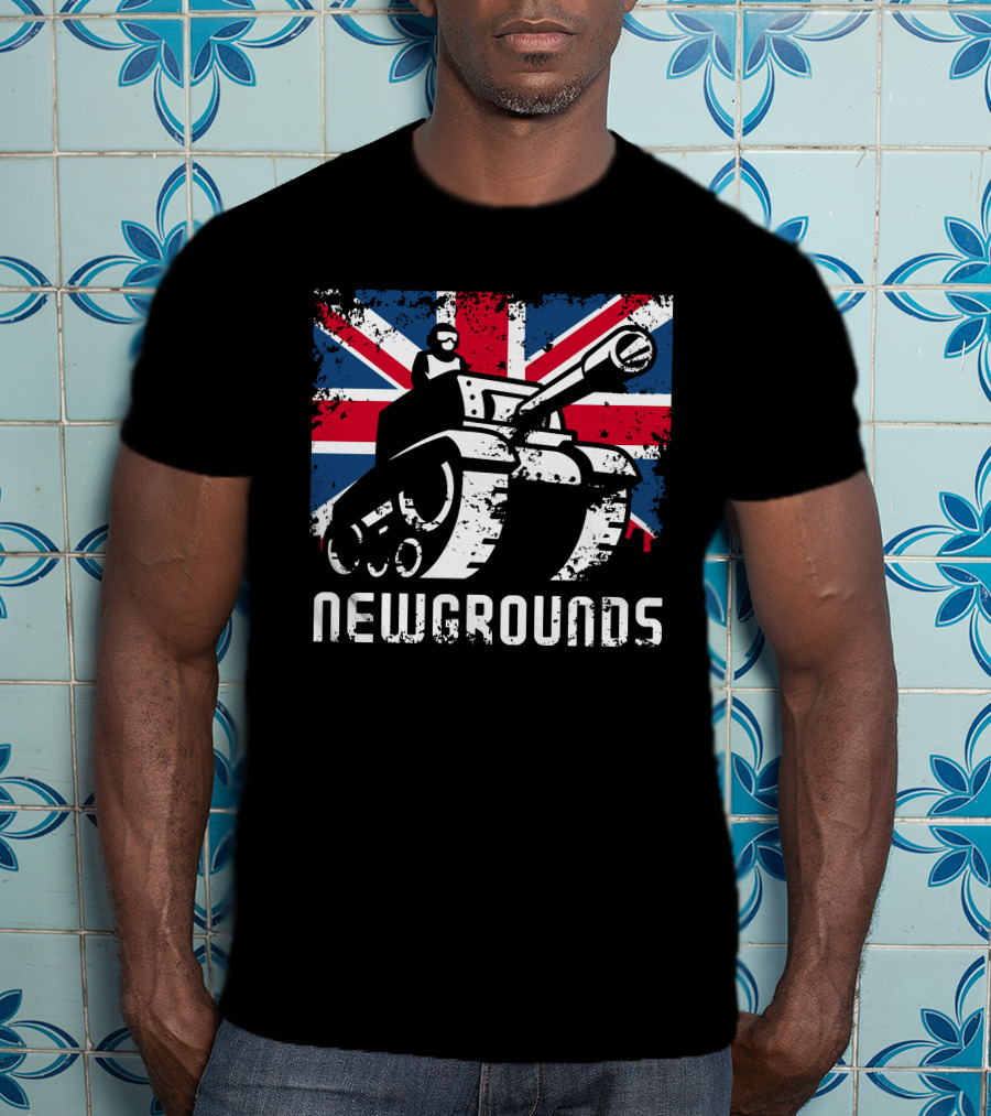 Newgrounds Tank Over Union Jack UK T-Shirt
