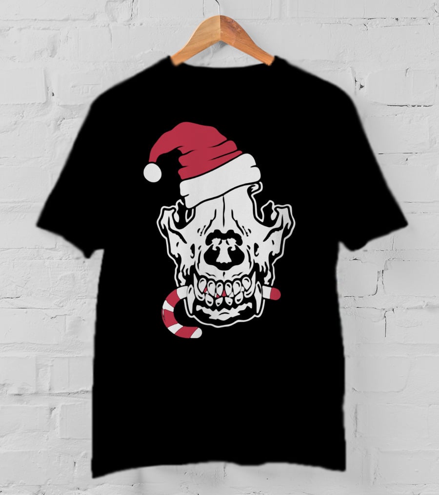 Streetspeed717 Skull Santa Candy Cane Holiday T-Shirt