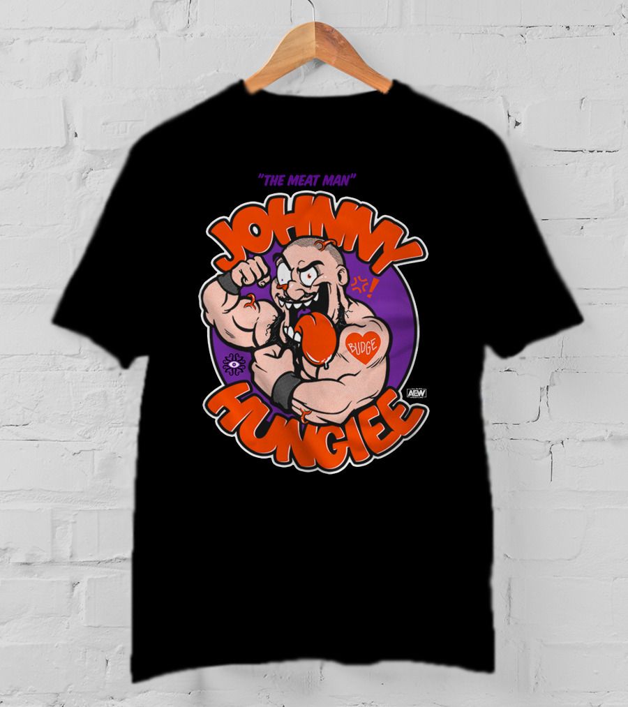 AEW Johnny Hungiee The Meat Man Budge T-Shirt