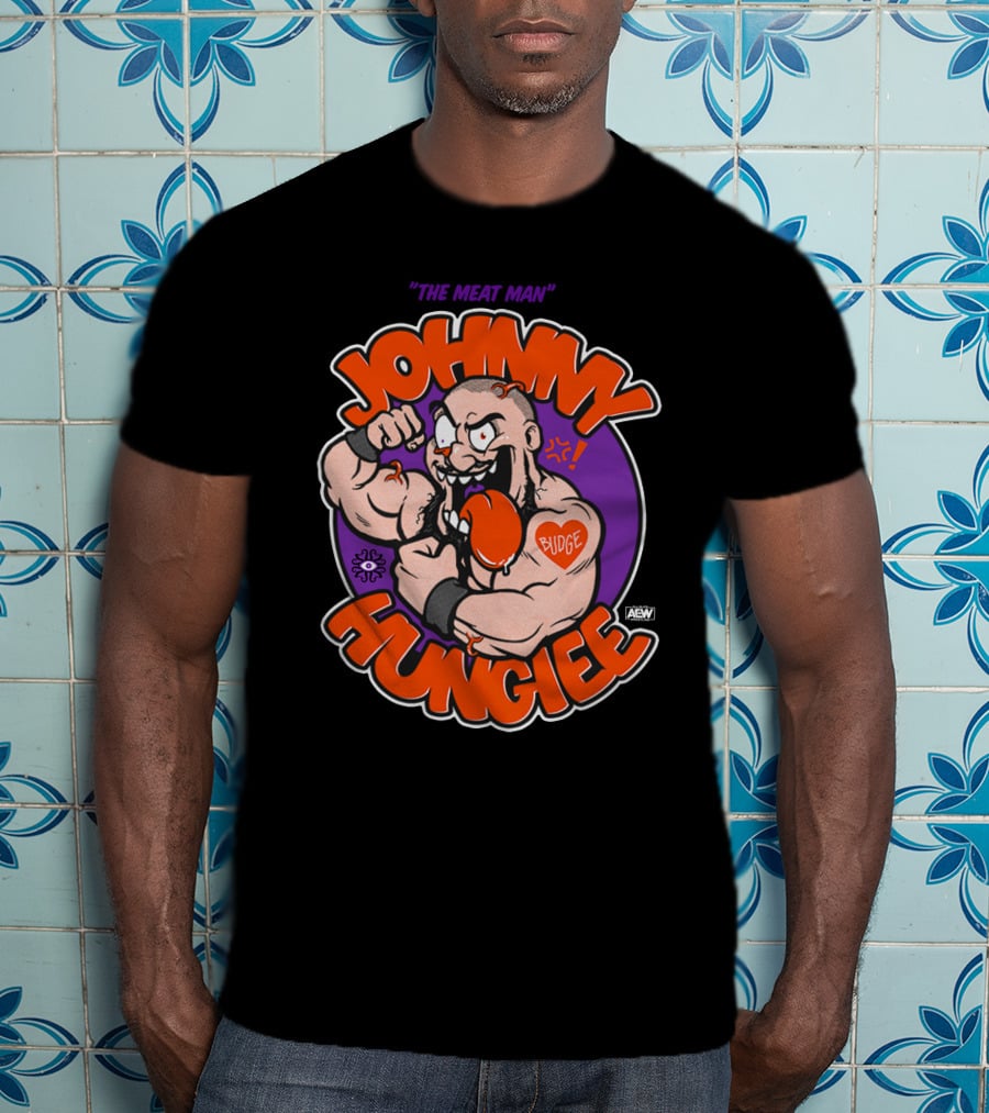 AEW Johnny Hungiee The Meat Man Budge T-Shirt