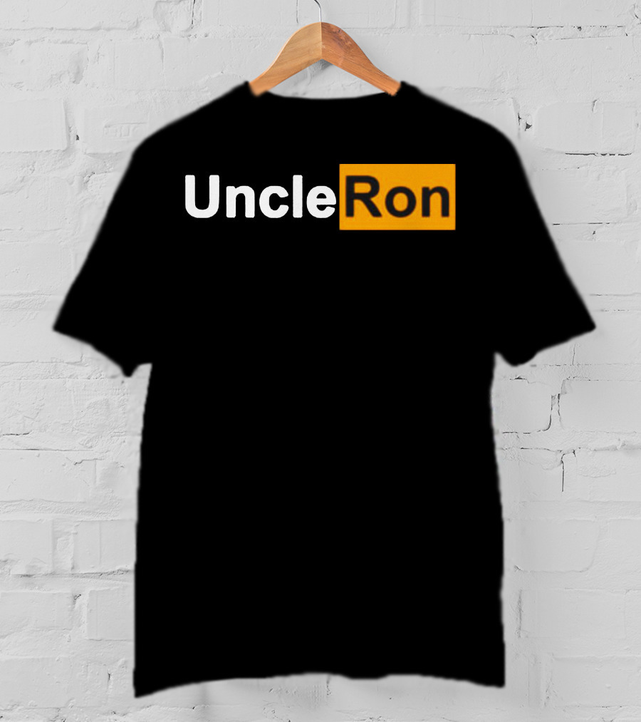 Uncle Ron Black And Orange Text Block T-Shirt