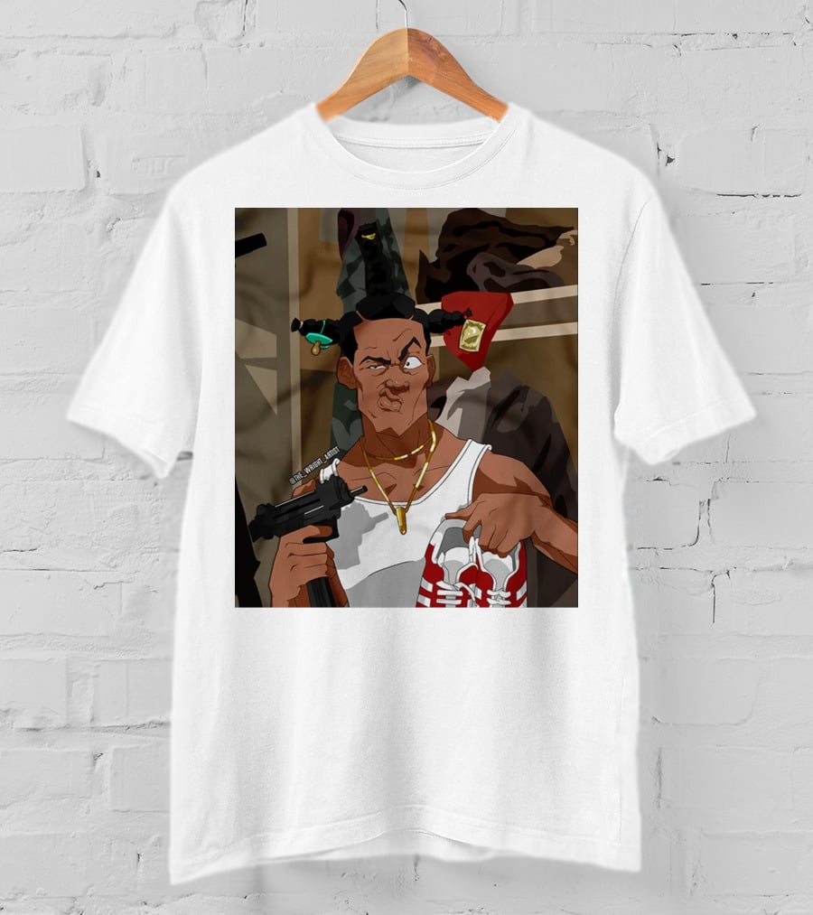 Loc Dog Mens Society Parody Character Holding Sneakers And Gun T-Shirt