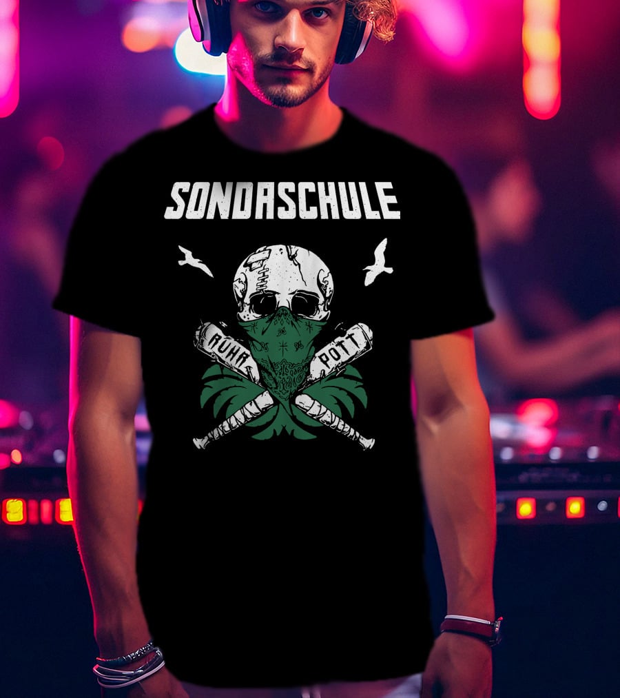 SONDASCHULE Skull Bandana Ruhr Pott Bats Birds T-Shirt
