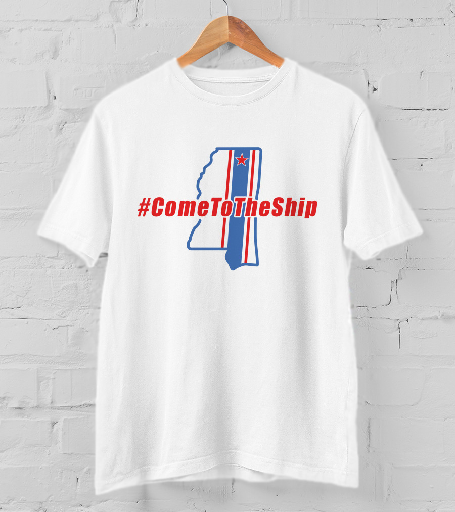 ComeToTheShip Mississippi Map Red Star Stripes T-Shirt