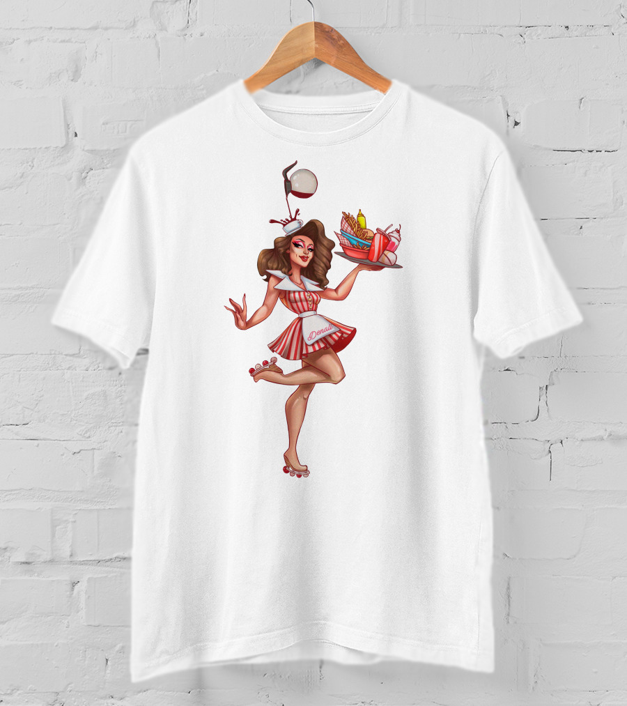 Denali Roller Waitress Serving Food And Drinks T-Shirt
