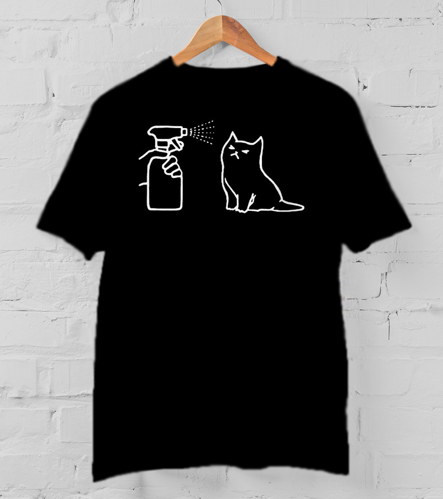 Sodapoppin Store Cat Spray Bottle Sketch T-Shirt