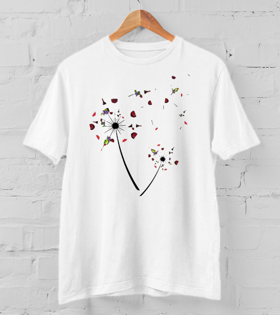 Wine Dandelion Petals Fluttering T-Shirt