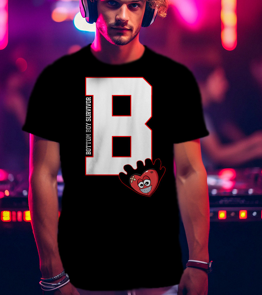Bottom Boy Survivor B With Cartoon Heart T-Shirt
