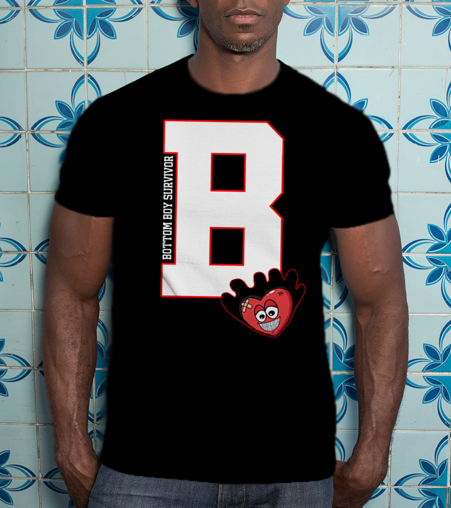 Bottom Boy Survivor B With Cartoon Heart T-Shirt