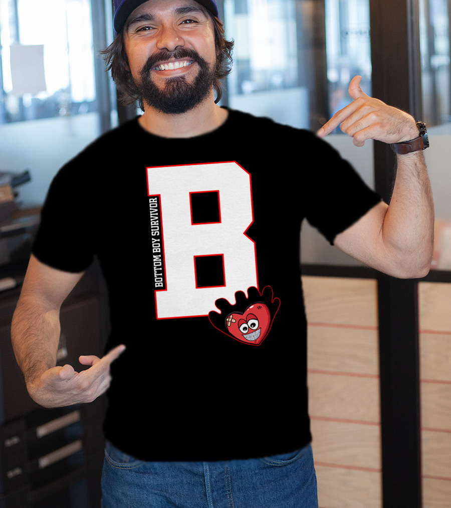 Bottom Boy Survivor B With Cartoon Heart T-Shirt