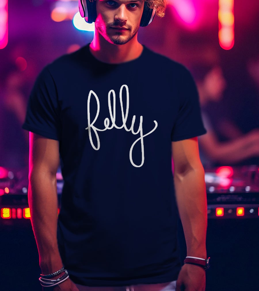 Felly Handwritten Script Navy T-Shirt
