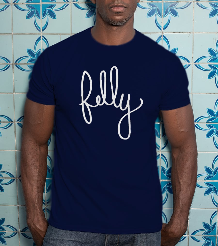 Felly Handwritten Script Navy T-Shirt