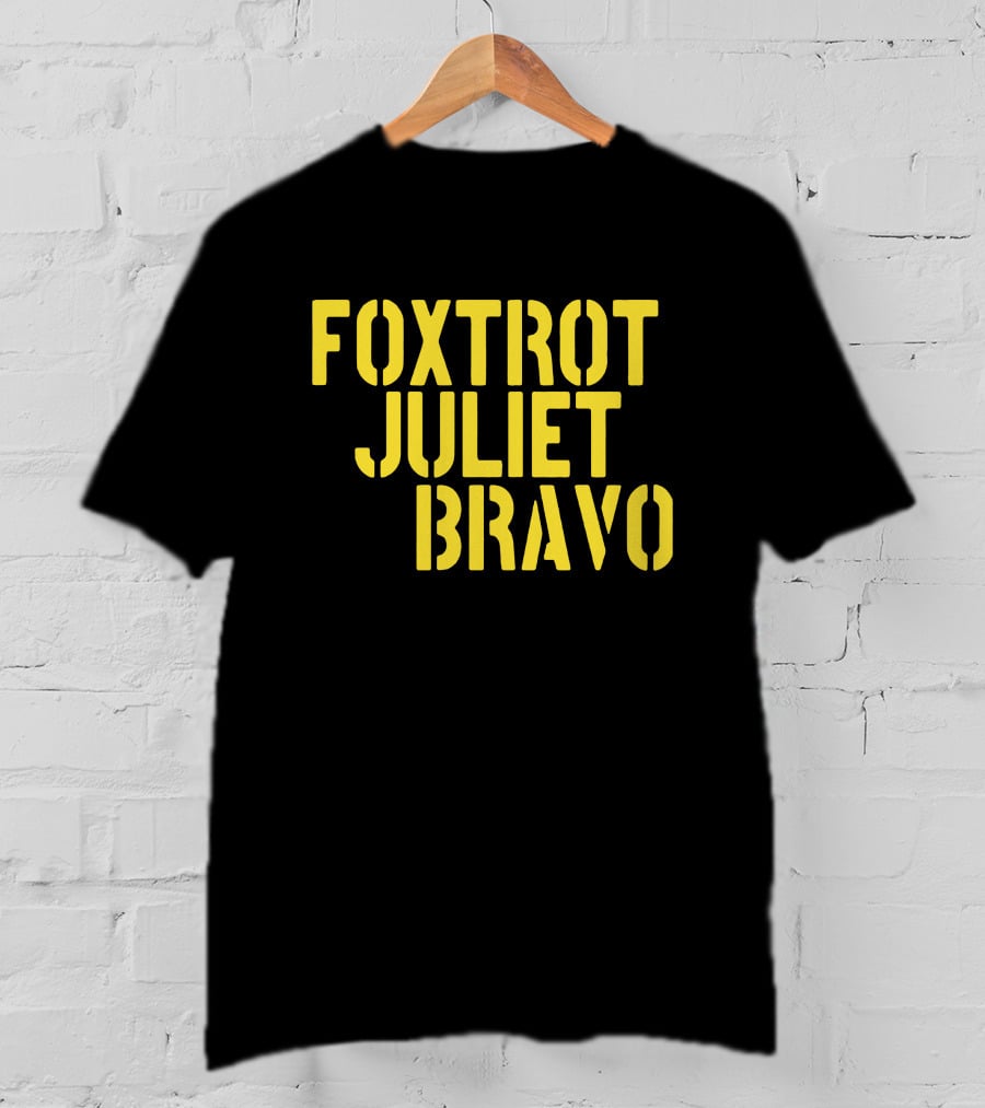 Foxtrot Juliet Bravo Military Style Yellow Text Longsleeve T-Shirt