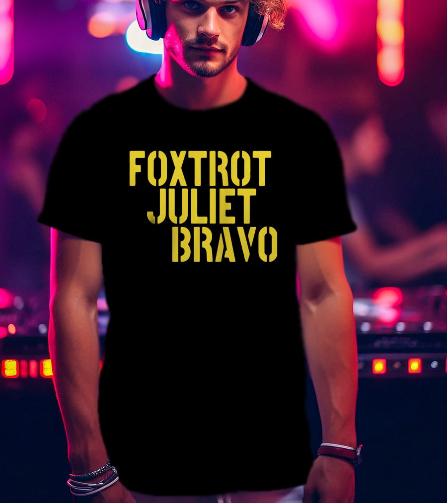 Foxtrot Juliet Bravo Military Style Yellow Text Longsleeve T-Shirt
