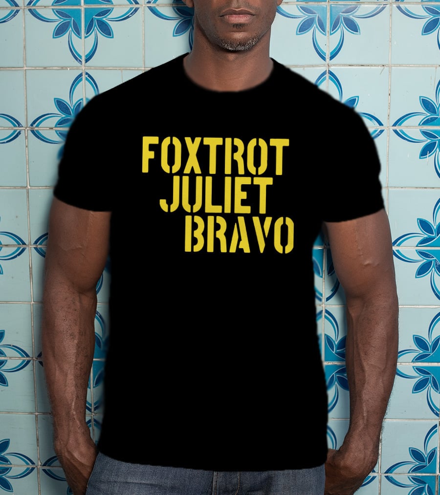 Foxtrot Juliet Bravo Military Style Yellow Text Longsleeve T-Shirt