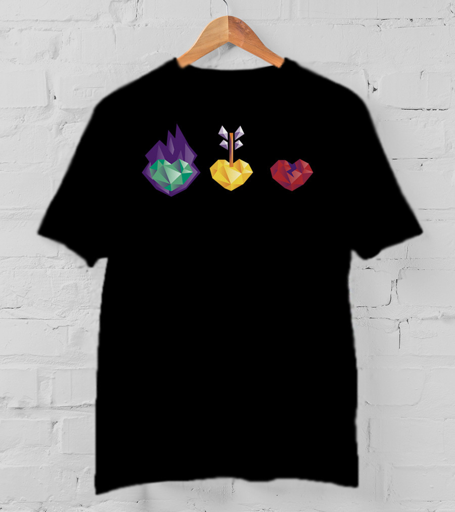 3 Lives Gem Hearts With Flame Arrow And Crack T-Shirt