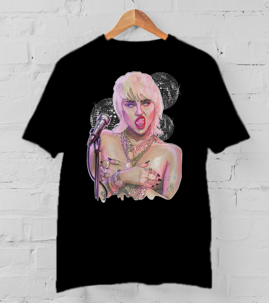 Miley Cyrus Disco Microphone Chains T-Shirt