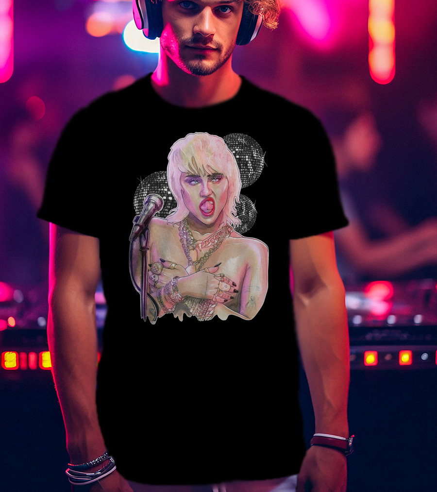 Miley Cyrus Disco Microphone Chains T-Shirt