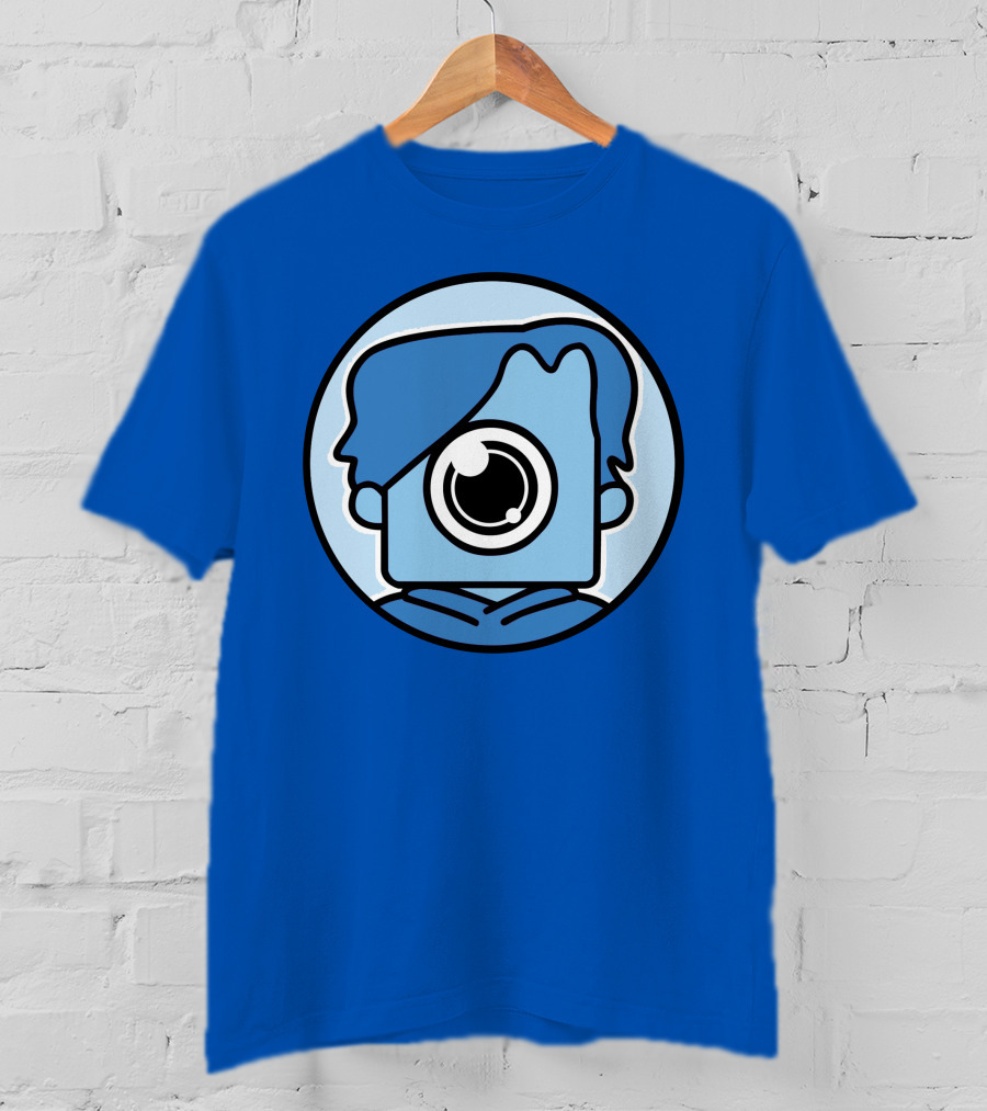 NewScapePro Blue Circle Cartoon Character With Camera Eye T-Shirt