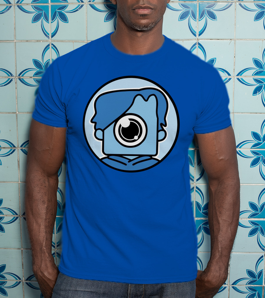 NewScapePro Blue Circle Cartoon Character With Camera Eye T-Shirt