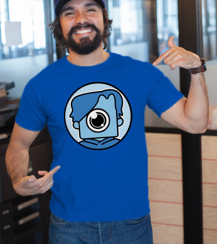 NewScapePro Blue Circle Cartoon Character With Camera Eye T-Shirt