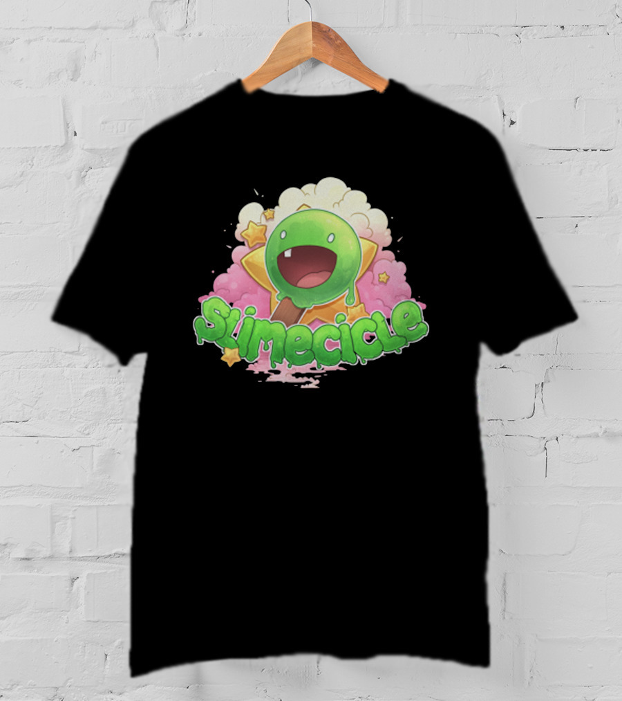 Slimecicle Cute Starry Green Slime Character T-Shirt
