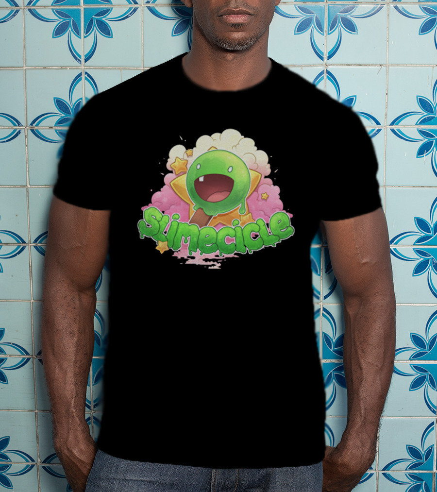 Slimecicle Cute Starry Green Slime Character T-Shirt