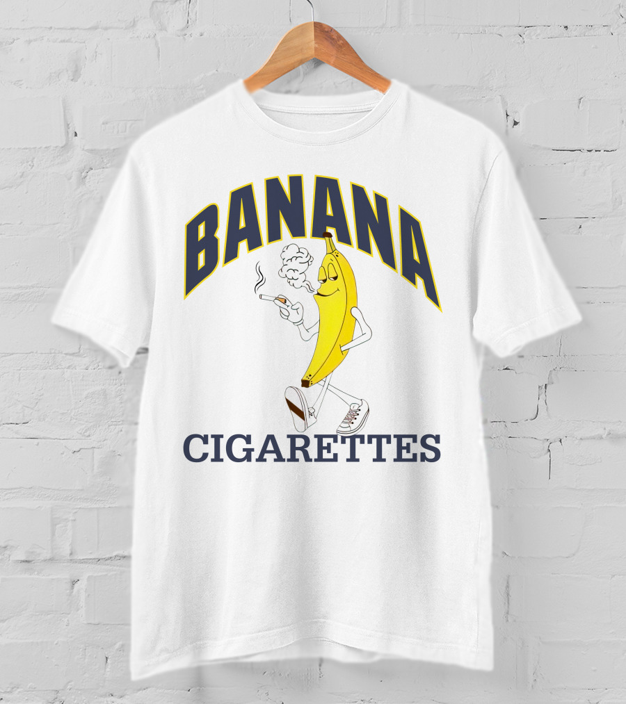 BANANA CIGARETTES Smoky Cartoon Character Smoking Banana T-Shirt