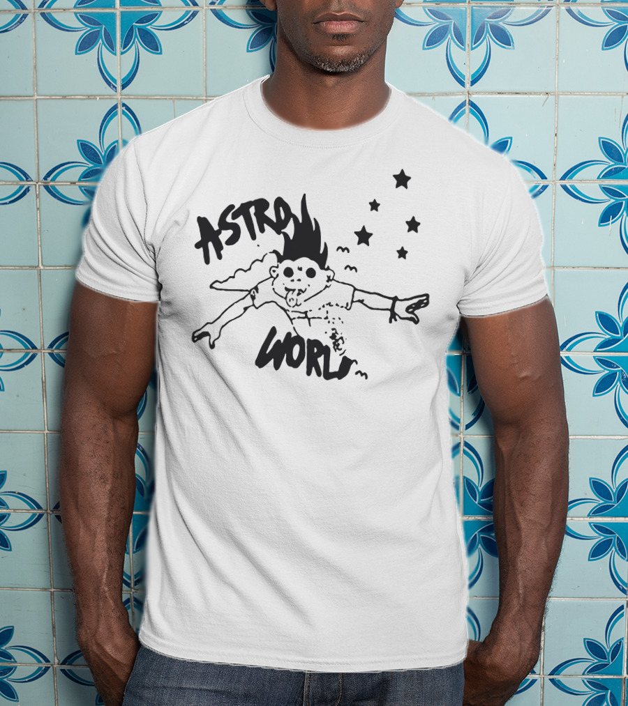 Astroworld Flying Character With Stars T-Shirt
