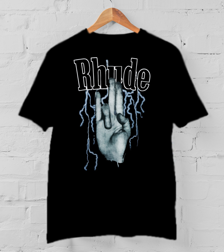 Rhude Lightning Hand Gesture T-Shirt