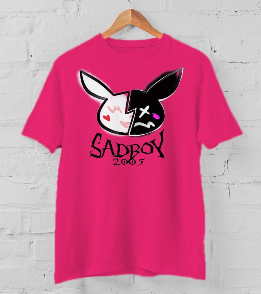 SADBOY 2005 Bunny Logo Pink Background T-Shirt