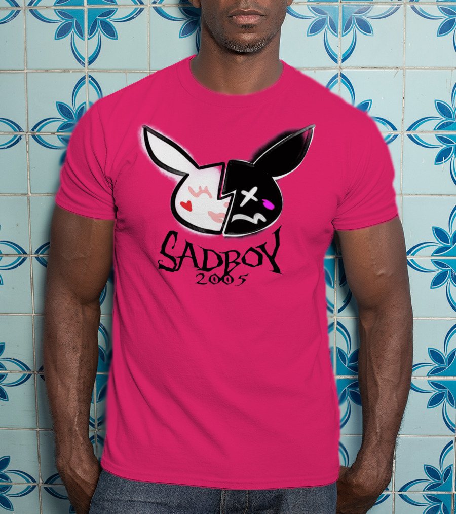 SADBOY 2005 Bunny Logo Pink Background T-Shirt