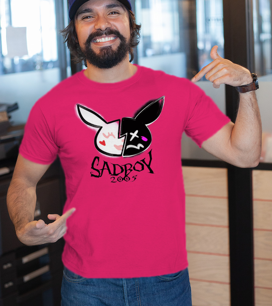 SADBOY 2005 Bunny Logo Pink Background T-Shirt