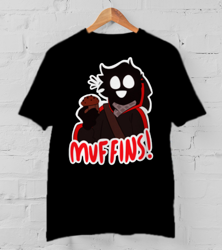 Muffins Character Holding Muffin With Red Outline T-Shirt