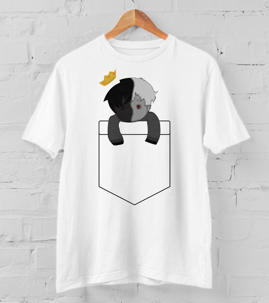 Ranboo Dual-Toned Character With Crown In Pocket T-Shirt