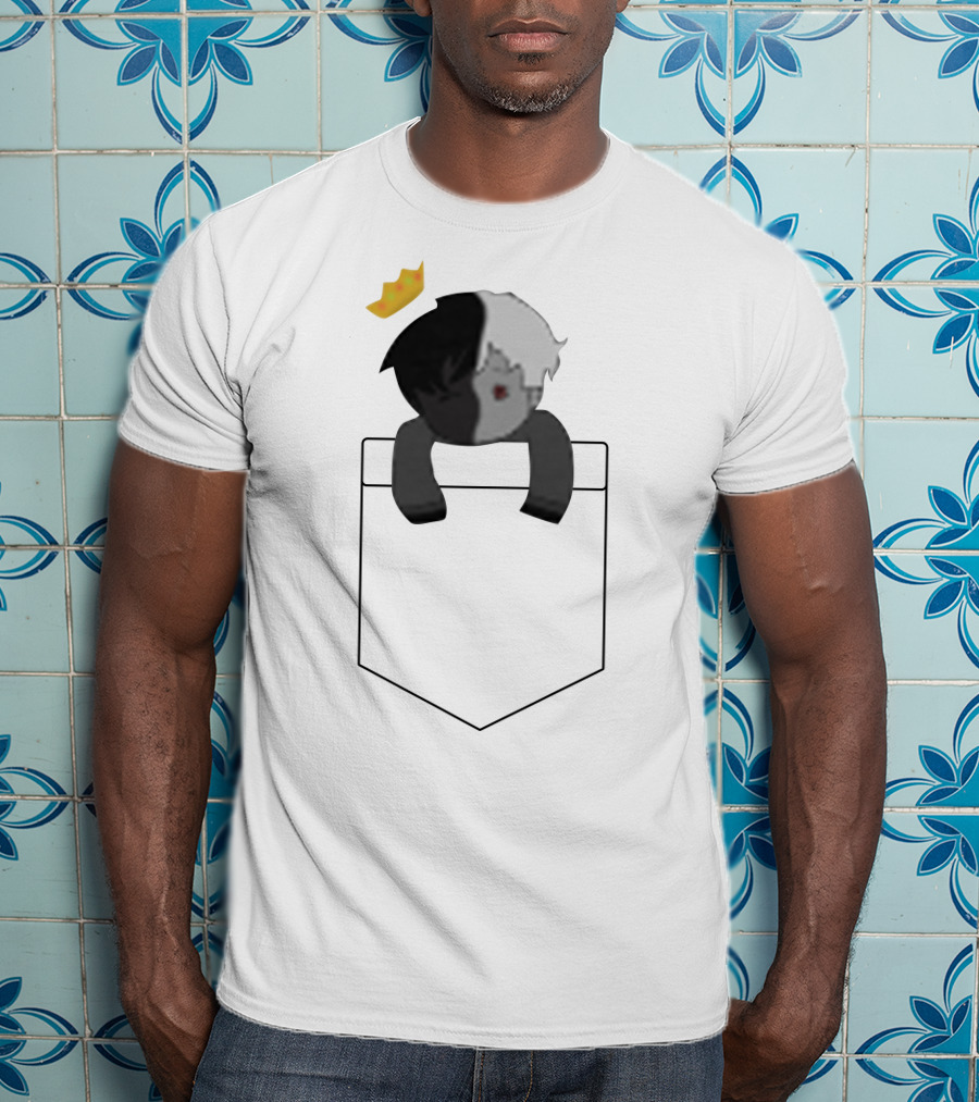 Ranboo Dual-Toned Character With Crown In Pocket T-Shirt