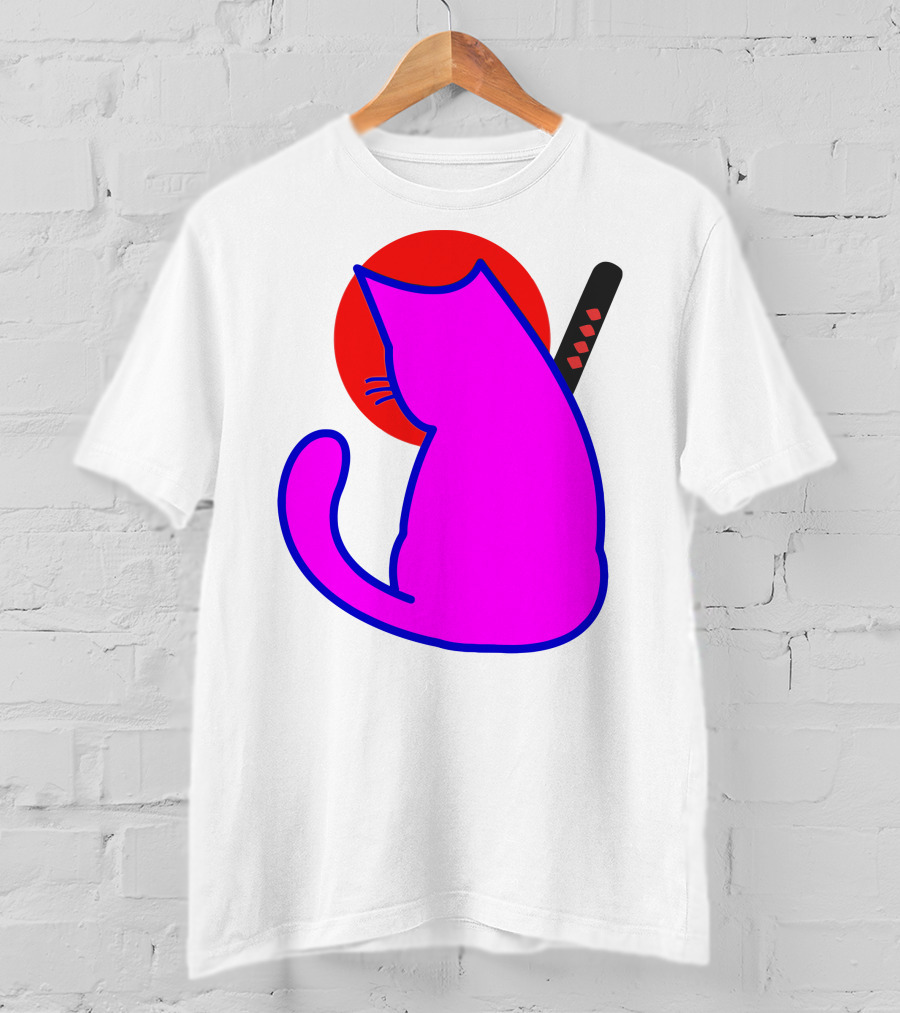 Sodapoppin Merch Pink Cat Samurai Sun T-Shirt