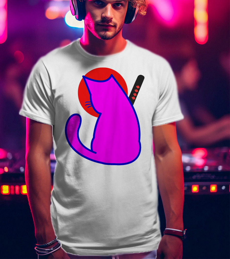 Sodapoppin Merch Pink Cat Samurai Sun T-Shirt