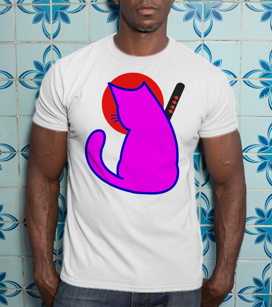 Sodapoppin Merch Pink Cat Samurai Sun T-Shirt